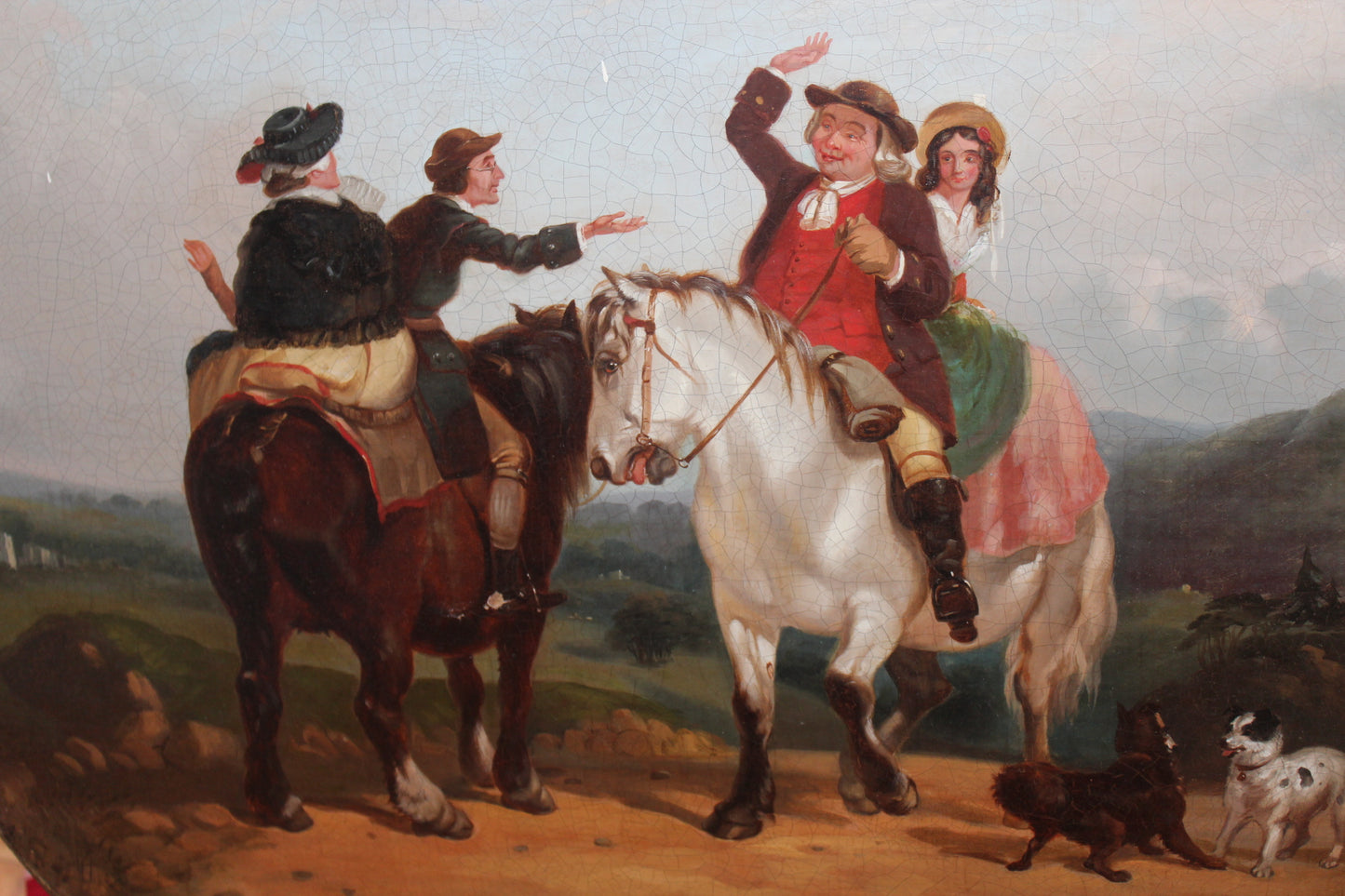 19th century painting depicting Couples on Horses 