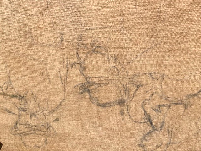 19TH C FRENCH NUDE WOMEN BATHERS. Manner of Renoir similar Palette. DRAWINGS ON VERSO