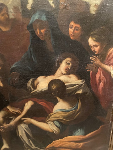 17th c Italian Rare Painting of Apostle Paul Healing the Sick. Acts 28:8