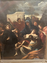 17th c Italian Rare Painting of Apostle Paul Healing the Sick. Acts 28:8