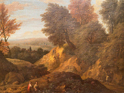 17TH C. OLD MASTER PASTORAL LANDSCAPE CIRCLE OF CLAUSE LORRAIN